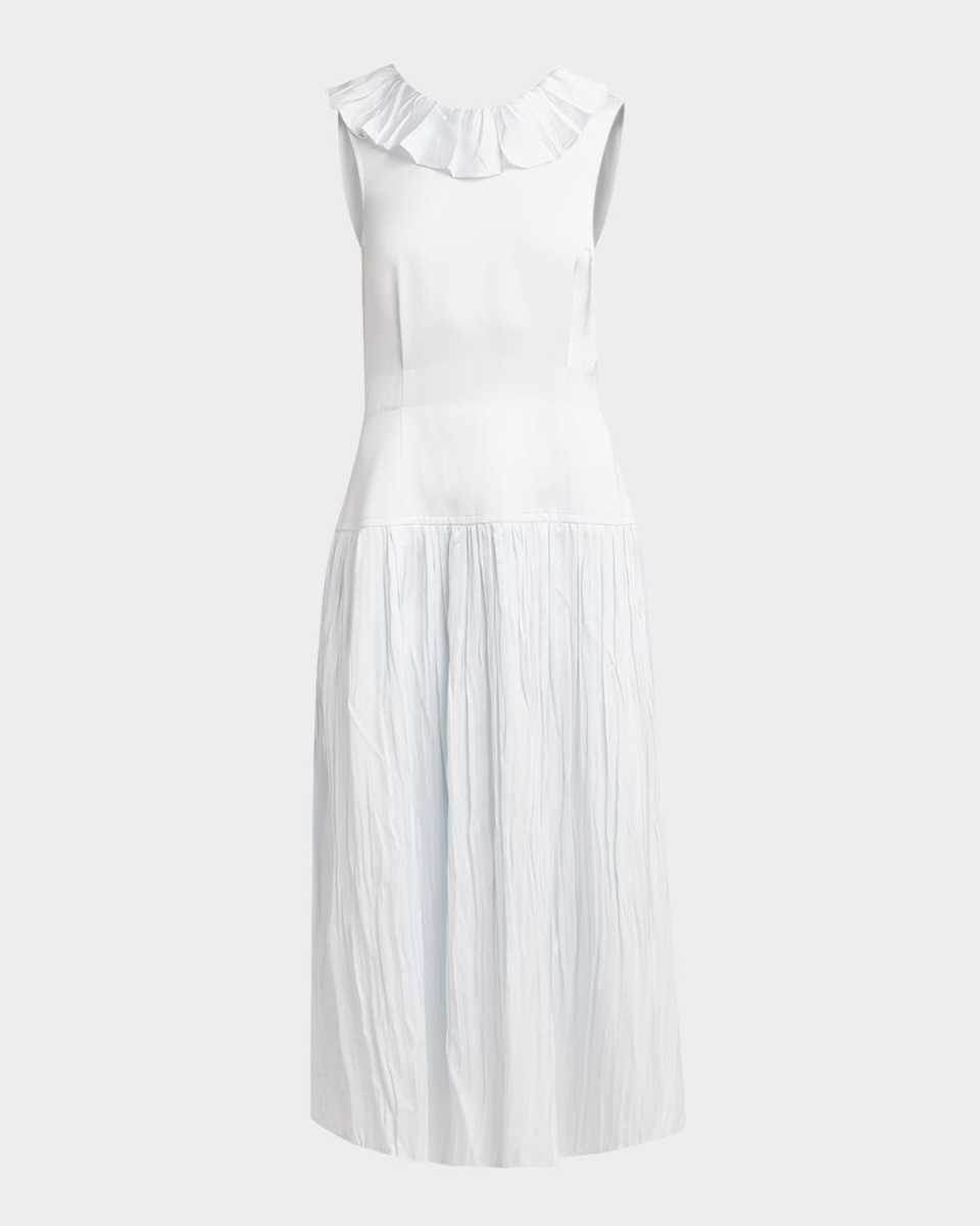 Ruffle Sleeveless Drop-Waist Backless Ankle Dress